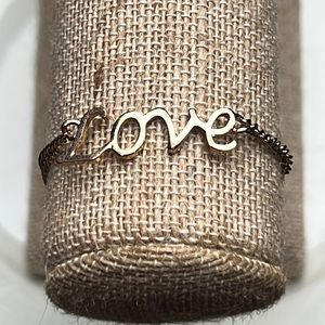 Vintage Aldo Cursive Script Love Gold Tone Bracelet Adj Fit